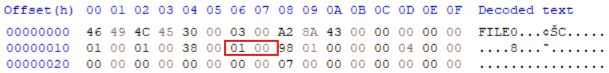 MFT record flags at offset 0x16